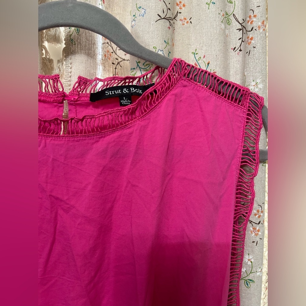2/$28 Strut & Bolt Ladder Trim Midi Dress Fuschia Size Large - Picture 6 of 7